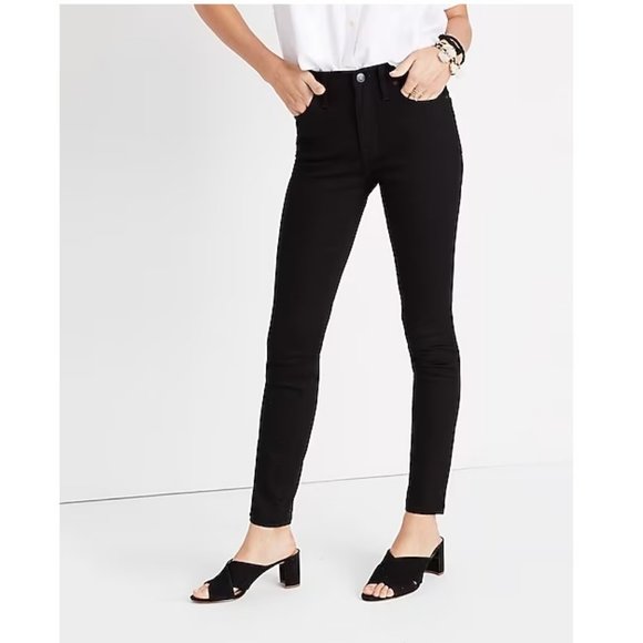 Madewell Tall 9" High-Rise Skinny Jeans in ISKO Stay Black Denim G1203 Size 26T - Picture 1 of 11